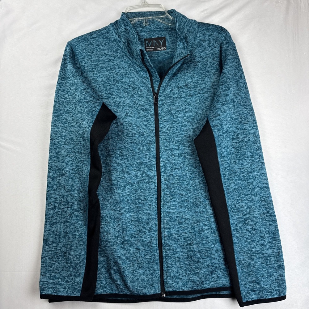 Marc New York Andrew Marc MNY Men's XL Blue Green Full Zip Knit Jacket